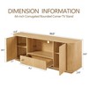 64"W Wavy TV Stand, Rounded Sideboard, Storage Cabinet with Wooden Vertical Stripe for Living Room, Bedroom & Entryway, Natural/Black - ModernLuxe - 3 of 4