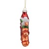 Northlight Gingerbread Man with Santa Hat Hanging Glass Christmas Ornament - 5" - Brown - 4 of 4