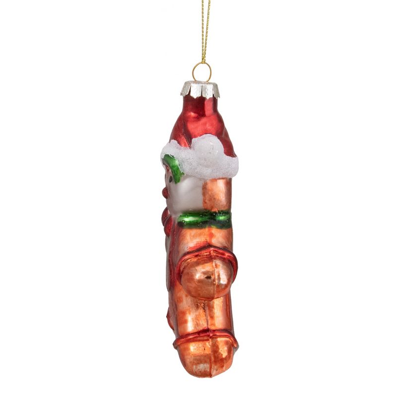 Northlight 5" Gingerbread Man with Santa Hat Hanging Glass Christmas Ornament, 4 of 6