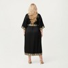 Anna-Kaci Lounge Women's Plus Size Long Robe with Decorative Trim Detailing and Soft Flowing Fabric - 3 of 4