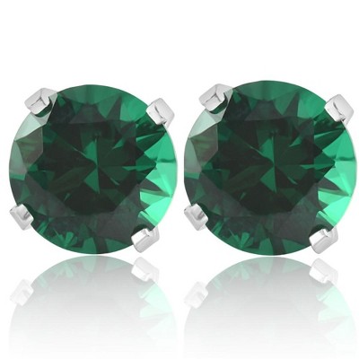Pompeii3 1Ct TW Emerald Studs in 10k White or Yellow Gold