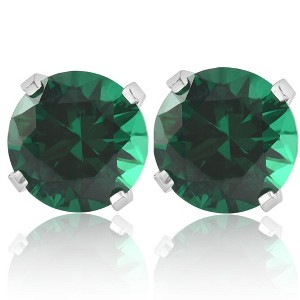 Pompeii3 1Ct TW Emerald Studs in 10k White or Yellow Gold - 1 of 3