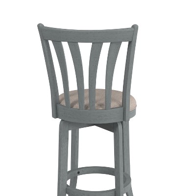 37" Blue Wire Brush Swivel Wood Counter Stool