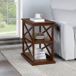 HomeStock Chairside End Table with Shelves Modern Farmhouse Three-Tier Storage Solid Wood with Beveled Edges for Living Spaces - 1 of 4