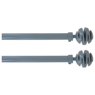 Evideco French Home Goods Adjustable Single Curtain Rod 50"-82" with Spiral Finials and Brackets, Available in Taupe, Gray, or Black