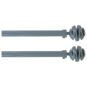 Evideco French Home Goods Adjustable Single Curtain Rod 50"-82" with Spiral Finials and Brackets, Available in Taupe, Gray, or Black - 1 of 4