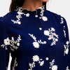 Knit & Lounge Women’s Boho Floral Blouse Long Balloon Sleeves Tassel Tie Neck Relaxed Fit Flowy Top - 2 of 4