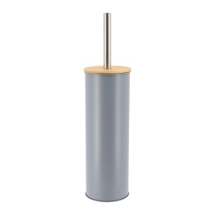 Evideco French Home Goods Metal Toilet Brush and Holder Set With Bamboo Lid - 1 of 4