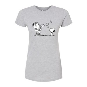 Women's - Peanuts - Rerun And Snoopy Bubbles Fitted Graphic T-Shirt - 1 of 4