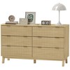 HOMCOM Fluted Dresser for Bedroom with 6 Drawers, 54" Wide Chest of Drawers with Gold Finger Pulls and 5 Wood Legs - 4 of 4