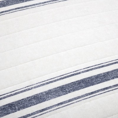 Navy and White Cotton King Reversible Quilt Set