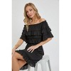 Slickblue Women's Off Shoulder Ruffle Dress, Short Sleeve, Elastic Waist, Boho Style, Color & Size Options - 2 of 4