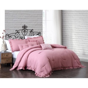 Davina Enzyme Washed Ruffle 6pc Comforter Set - Geneva Home Fashion - 1 of 3