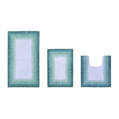 Torrent Collection 3 Piece 100% Soft Cotton Tufted Weave Bath Rug Set, Ombre Pattern, Super Soft & Absorbent, Machine Washable Bathroom Mats