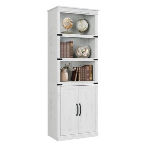 GustoWave 5 Tier Book Shelf, Farmhouse Book Case with Cabinet, 68.7" Tall Book Shelf with Storage Doors, Wooden 5 Shelf Book Case for Home Office - 1 of 4
