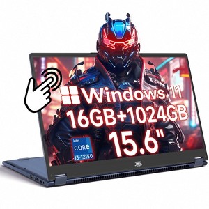 15.6in Laptop 2-in-1 Touchscreen, 16GB DDR4 1TB SSD Windows 11 Laptops Computer with Intel i3-1215U (6-Core 8-Thread), 360° Flip, FHD IPS - 1 of 4