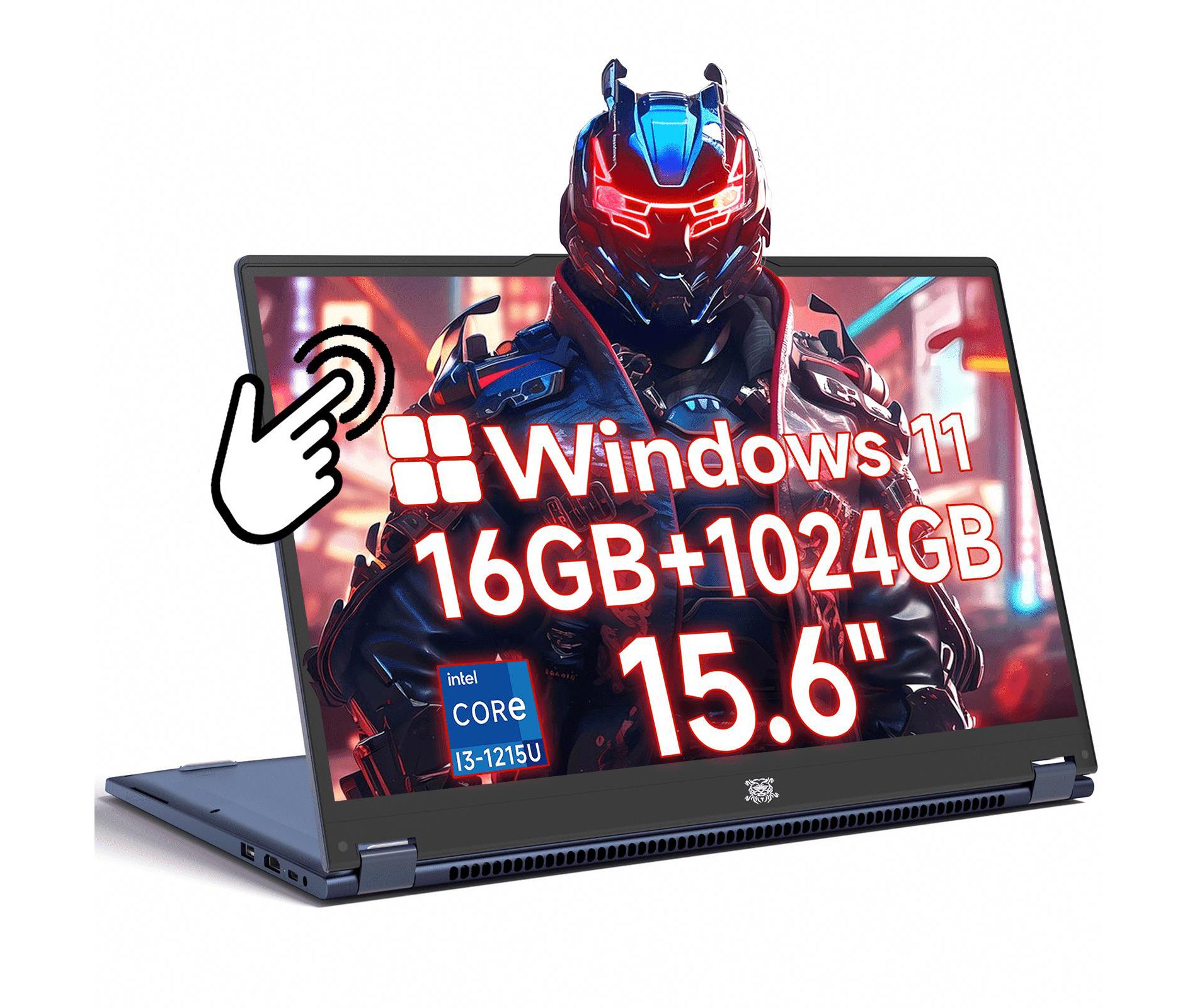 15.6in Laptop 2-in-1 Touchscreen, 16GB DDR4 1TB SSD Windows 11 Laptops Computer with Intel i3-1215U (6-Core 8-Thread), 360° Flip, FHD IPS