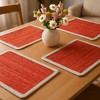19" Set of Four Orange And Natural Solid With Border Cotton Placemats - 2 of 4