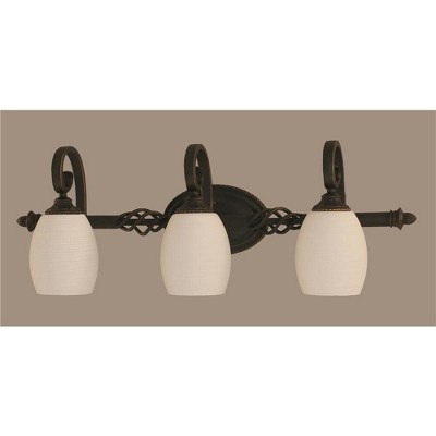 Toltec Lighting Elegante 3 - Light Vanity in  Dark Granite with 5" White Linen  Shade