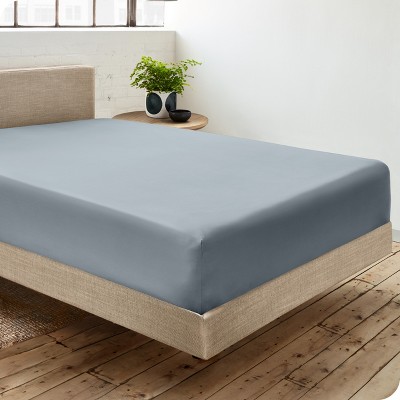 Dusty Blue Organic Cotton Percale Queen Fitted Sheet Set