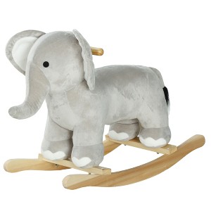 TopComfy Baby Bouncer and Rocker Toddler Kid Chair Plush Elephant Rocking Horse Toy for Playroom Living Room, Gray, 25.4"*12.2"*20.5" - 1 of 4