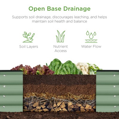 Sage Green 8x2x1ft Metal Oval Raised Garden Bed Planter