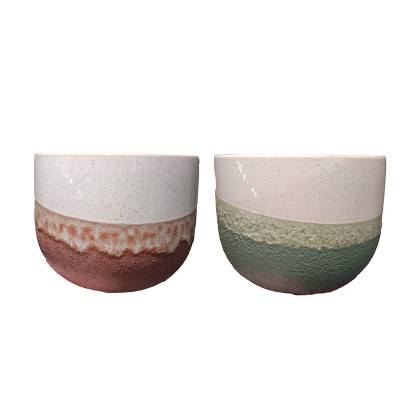 LiveTrends Montezuma Ceramic Indoor Planter Pot 6.5"x6.5"x5.5"
