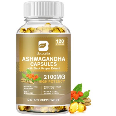 B Beworth Extra Strength Ashwagandha 2100 mg Supplement, 120 Capsules