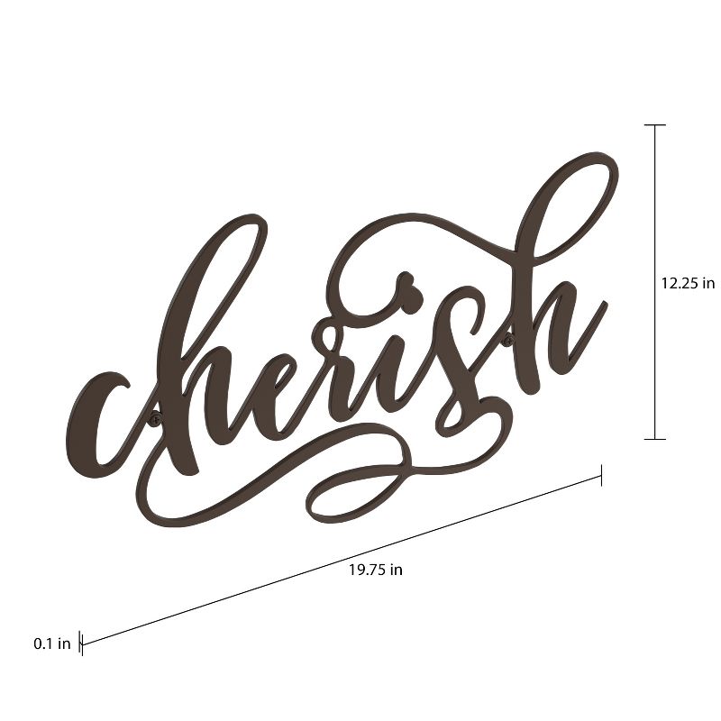 "Cherish" Decorative Wall Sign Natures Brown - Lavish Home, 4 of 5