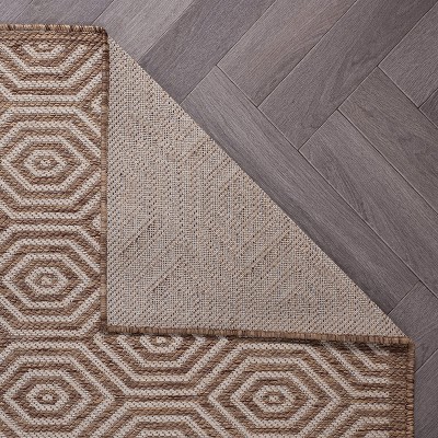 Modern Geometric Brown Synthetic 8' x 10' Flatwoven Area Rug