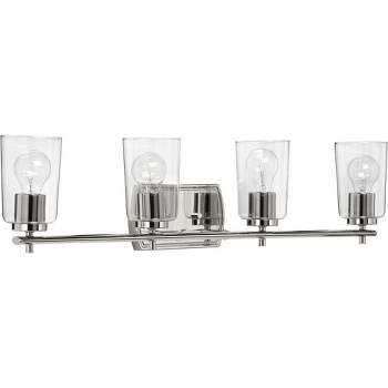 Progress Lighting Adley 4-Light Bath Vanity in Polished Nickel with Clear Glass Shades