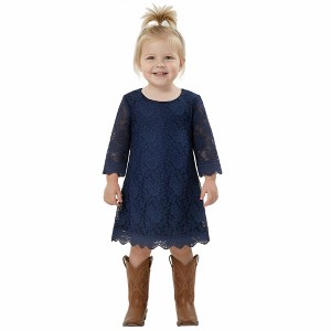 2Bunnies Violet Lace Boho Girl Dress in Black 3T / Navy