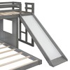 LOVMOR Wooden Twin Over Full Bunk Bed with Playhouse & Farmhouse, Loft Bed w/ Ladder, Slide & Guardrails for Bedroom Apartment Dorm - 4 of 4