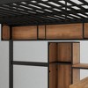 Full Size Metal Loft Bed with L-Shaped Desk, Shelves, and Storage Cabinet, Industrial Frame with Guardrails - 2 of 4
