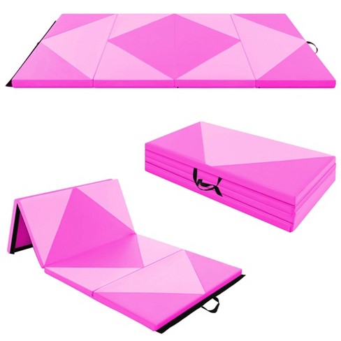 Costway Folding Gymnastics Mat 8' X 4' X 2'' Pu Leather Tumbling Exercise  Mat Yoga Gym Pink : Target