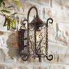 John Timberland Casa Seville Vintage Rustic Outdoor Wall Light Fixture Dark Walnut Scroll 18 1/2" Champagne Hammered Glass for Post Exterior Barn Deck - 2 of 4
