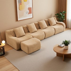 148" L-Shaped Teddy Fabric Sectional Sofa, No Assembly - 1 of 4