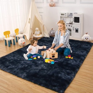 Fluffy Bedroom Area Rug Washable Soft Shag Large Living Room Rug with Non-Slip Backing Plush Fuzzy Nersery Modern Solid Color Throw Carpet - 1 of 4