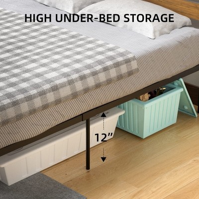 Bed Frame with Wood Headboard and Footboard