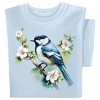 Collections Etc Chickadee Floral Watercolor Short Sleeve Graphic T-Shirt - 2 of 4