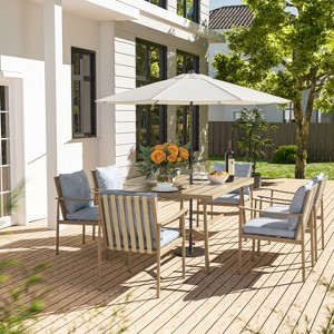 HAPPATIO Patio Outdoor Dining Set, Aluminum Patio Dining Set Includes 1 Outdoor Dining Table with Umbrella Hole and Dining Chairs for Lawn, Porch. - 1 of 4