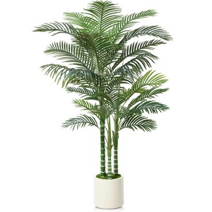 DR.Planzen 5FT/6FT Artificial Palm Tree Faux Plants Indoor Outdoor Large Fake Tree with White Pot for Home Office Decor - 1 of 4