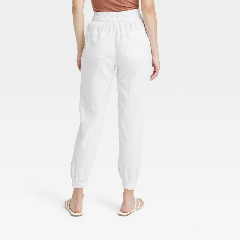 Women's High-Rise Linen Regular Fit Ankle Joggers - A New Day™, 3 of 5