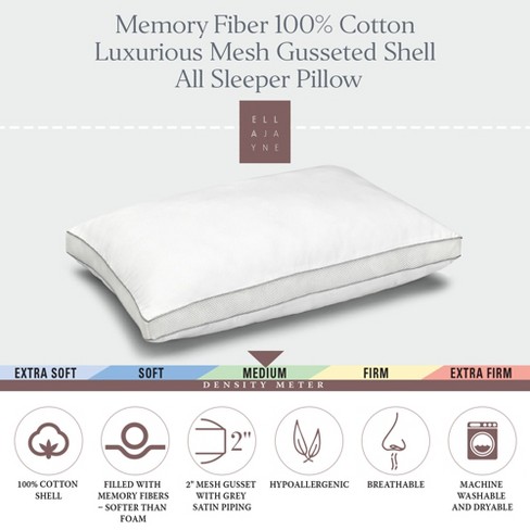 Comfort Cushion Memory Foam Gusseted Pillow - White