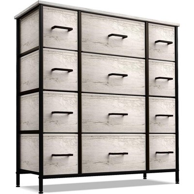 Sorbus Dresser with 12 Drawers - Chest Organizer Unit with Steel Frame Wood Top and handle - Large Dresser for Bedroom, Nursery & etc - Rustic Beige