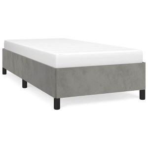 vidaXL Twin Bed Frame, Velvet Upholstered Platform Bed Frame, Light Gray, No Mattress - 1 of 4