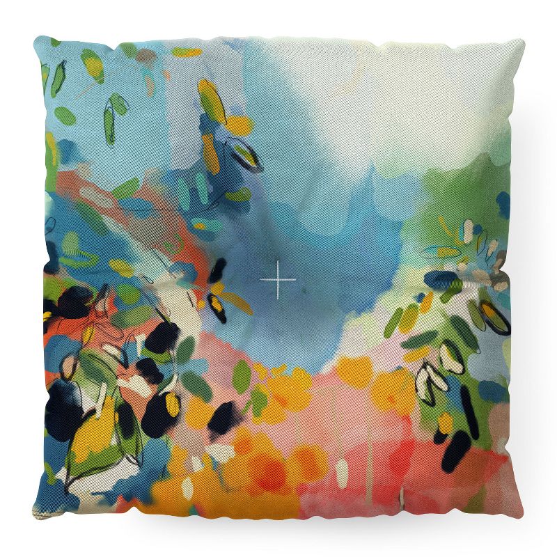 lunetricotee garden with sea view and olive tree Square Floor Pillow - Deny Desings, 2 of 3