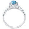 Pompeii3 1 Ct Blue Diamond Cushion Halo Engagement Ring 14k White Gold - 2 of 4