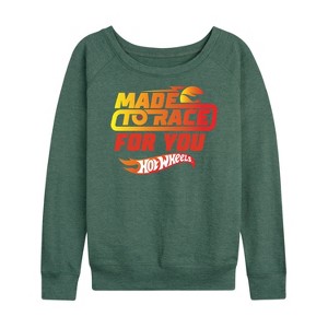 Women's - Hot Wheels - Valentine's Made to Race Lightweight French Terry Wide Neck Long Sleeve Shirt - 1 of 4