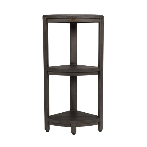 Frontgate Resort Teak and Stainless Corner Caddy Shelving Unit